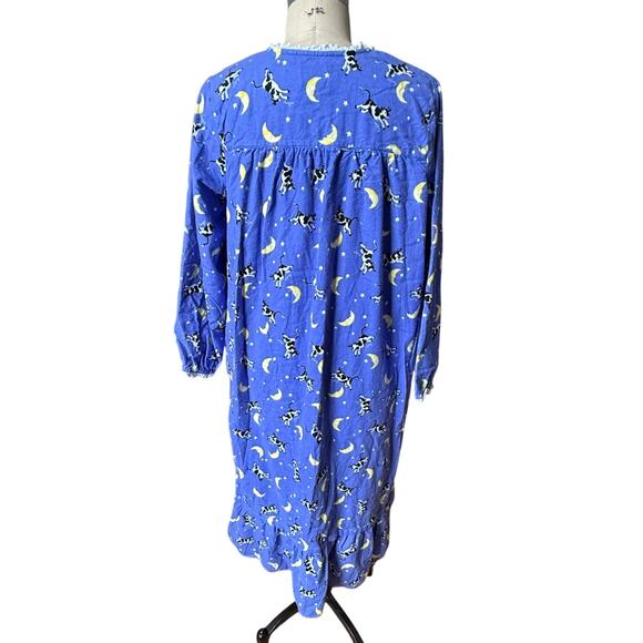 Lanz of Salzburg Cow Jumped Over the Moon Flannel Nightgown Size Medium - Picture 2 of 5